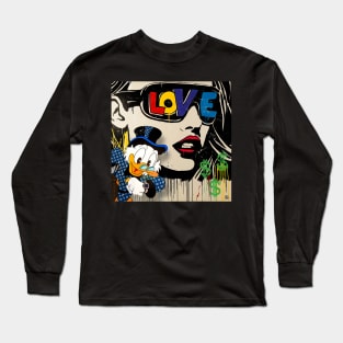 Scrooge McDuck pop art Long Sleeve T-Shirt